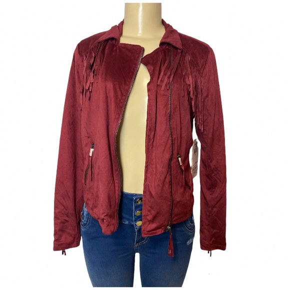 Harmony Havoc Jackets & Blazers - Fringe Burgundy Jacket